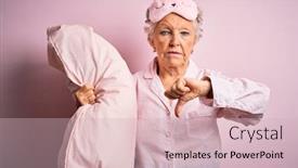  Presentation with sleep - PPT theme enhanced with senior-beautiful-woman-wearing-sleep background and a soft green colored foreground