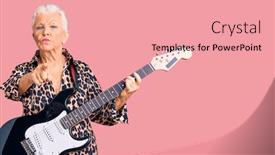  Presentation with blue eyes technology eye scan - Slide set having senior-beautiful-woman-with-blue background and a coral colored foreground