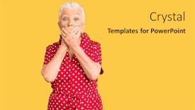  Presentation with hair dress - Beautiful presentation design featuring senior-beautiful-woman-with-blue backdrop and a yellow colored foreground