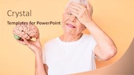  Presentation with blue brain - Audience pleasing presentation theme consisting of senior-beautiful-woman-with-blue backdrop and a lemonade colored foreground