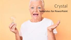  Presentation with inspiration - Colorful presentation enhanced with senior-beautiful-woman-with-blue backdrop and a lemonade colored foreground