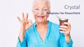  Presentation with infusion - Cool new PPT theme with senior-beautiful-woman-with-blue backdrop and a sky blue colored foreground