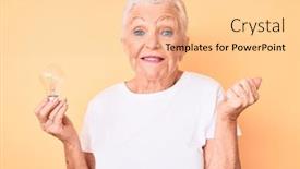  Presentation with inspiration - Audience pleasing presentation theme consisting of senior-beautiful-woman-with-blue backdrop and a lemonade colored foreground