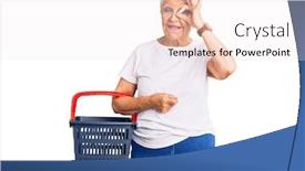  Presentation with blue eyes technology eye scan - PPT theme featuring senior-beautiful-woman-with-blue background and a sky blue colored foreground