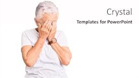  Presentation with blue eyes - Colorful PPT layouts enhanced with senior-beautiful-woman-with-blue backdrop and a pink colored foreground