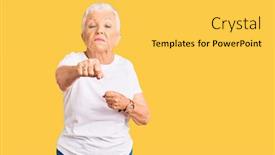  Presentation with violence woman - Slides having senior-beautiful-woman-with-blue background and a yellow colored foreground