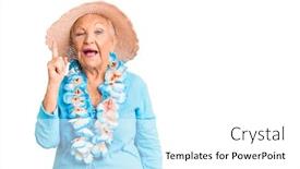  Presentation with hawaiian - Slides enhanced with senior-beautiful-woman-with-blue background and a white colored foreground