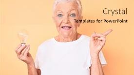  Presentation with inspiration - Theme consisting of senior-beautiful-woman-with-blue background and a lemonade colored foreground