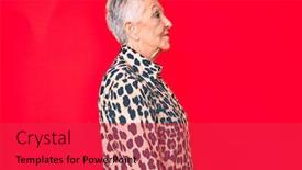  Presentation with animal print - Theme featuring senior-beautiful-woman-with-blue background and a red colored foreground