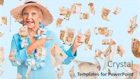  Presentation with hawaiian - Amazing presentation theme having senior-beautiful-woman-with-blue backdrop and a sky blue colored foreground