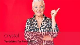  Presentation with blue eyes - PPT layouts featuring senior-beautiful-woman-with-blue background and a red colored foreground