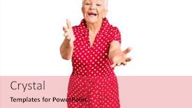  Presentation with hair dress - Slide deck consisting of senior-beautiful-woman-with-blue background and a red colored foreground