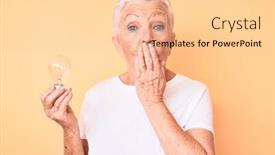  Presentation with inspiration - PPT theme with senior-beautiful-woman-with-blue background and a lemonade colored foreground