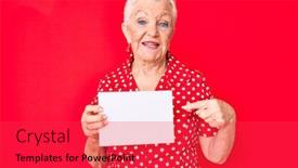  Presentation with banner blue - Audience pleasing slides consisting of senior-beautiful-woman-with-blue backdrop and a red colored foreground