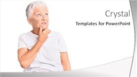  Presentation with blue eyes technology eye scan - PPT layouts enhanced with senior-beautiful-woman-with-blue background and a white colored foreground