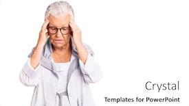  Presentation with blue eyes - Slide deck enhanced with senior-beautiful-woman-with-blue background and a white colored foreground