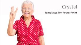  Presentation with hair dress - Audience pleasing PPT theme consisting of senior-beautiful-woman-with-blue backdrop and a sky blue colored foreground