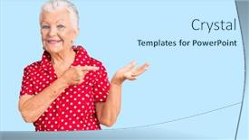  Presentation with hair dress - Audience pleasing PPT layouts consisting of senior-beautiful-woman-with-blue backdrop and a white colored foreground