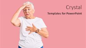  Presentation with flu virus - PPT theme featuring senior-beautiful-woman-with-blue background and a coral colored foreground