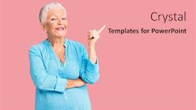  Presentation with blue eyes - Amazing slide deck having senior-beautiful-woman-with-blue backdrop and a coral colored foreground