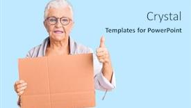  Presentation with banner blue - Cool new presentation with senior-beautiful-woman-with-blue backdrop and a cool aqua colored foreground