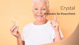  Presentation with inspiration - Amazing presentation theme having senior-beautiful-woman-with-blue backdrop and a lemonade colored foreground