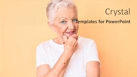  Presentation with tshirt - Beautiful theme featuring senior-beautiful-woman-with-blue backdrop and a lemonade colored foreground