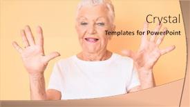  Presentation with tshirt - Presentation featuring senior-beautiful-woman-with-blue background and a lemonade colored foreground