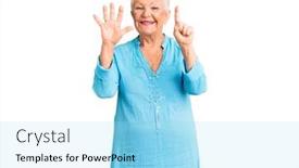  Presentation with hair dress - Beautiful slide set featuring senior-beautiful-woman-with-blue backdrop and a arctic colored foreground