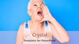  Presentation with blue eyes technology eye scan - Cool new presentation design with senior-beautiful-woman-with-blue backdrop and a lemonade colored foreground