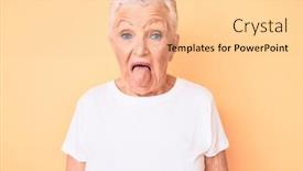  Presentation with blue eyes - Presentation theme enhanced with senior-beautiful-woman-with-blue background and a lemonade colored foreground