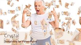  Presentation with blue eyes - Cool new presentation theme with senior-beautiful-woman-with-blue backdrop and a lemonade colored foreground