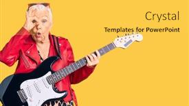  Presentation with electric guitar - Presentation enhanced with senior-beautiful-woman-with-blue background and a yellow colored foreground