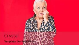  Presentation with animal print - Presentation theme consisting of senior-beautiful-woman-with-blue background and a red colored foreground
