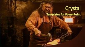  Presentation with molten - PPT theme enhanced with senior blacksmith forging the molten background and a wine colored foreground