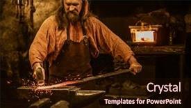 Presentation with molten - Presentation design with senior blacksmith forging the molten background and a wine colored foreground