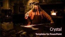  Presentation with molten - Slide set consisting of senior blacksmith forging the molten background and a wine colored foreground