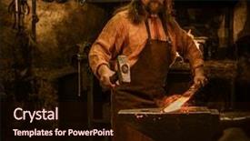  Presentation with molten - Presentation having senior blacksmith forging the molten background and a wine colored foreground