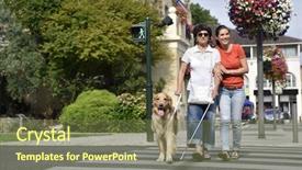  Presentation with blind - PPT layouts with senior blind woman crossing background and a tawny brown colored foreground