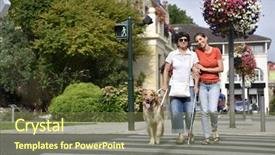  Presentation with blind - Theme having senior blind woman crossing background and a tawny brown colored foreground