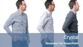  Presentation with business profile - Slide set consisting of senior business man over white background and a  colored foreground