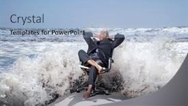  Presentation with office chair - Colorful slides enhanced with senior-business-man-sitting backdrop and a light blue colored foreground