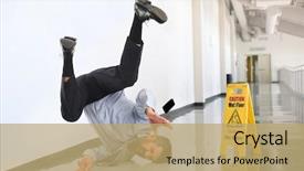  Presentation with office - Presentation design featuring senior businessman falling on wet background and a coral colored foreground