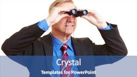  Presentation with doing the right thing - Presentation design featuring senior businessman looking through binoculars background and a ocean colored foreground