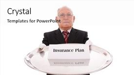  Presentation with best solution - Amazing theme having senior businessman offering you the best solution for a insurance plan backdrop and a white colored foreground