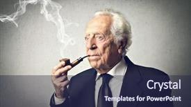  Presentation with pipe - Slide set featuring senior businessman smokes a pipe background and a  colored foreground