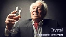  Presentation with toasting - Audience pleasing slide set consisting of senior businessman toasting with a glass of champagne backdrop and a wine colored foreground