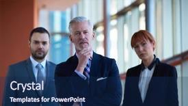  Presentation with team group - Cool new PPT layouts with senior businessman with his team at office business people group backdrop and a navy blue colored foreground