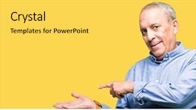  Presentation with finger - Cool new PPT theme with senior businesss man wearing elegant backdrop and a light gray colored foreground