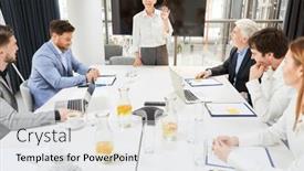  Presentation with planning - Slides with senior-businesswoman-giving-a-presentation background and a light gray colored foreground